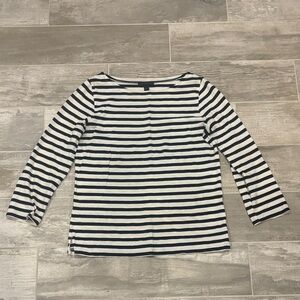 J. Crew Navy and White Striped Blouse